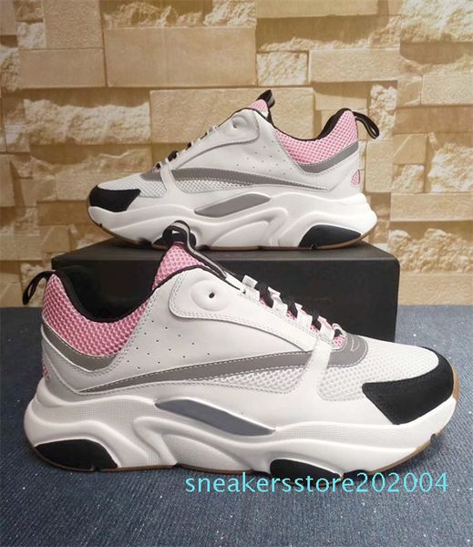 

designer b22 canvas and calfskin sneaker vintage technical knit shoes men women flat trainer real leather platform sneakers colors us12 s04, Black