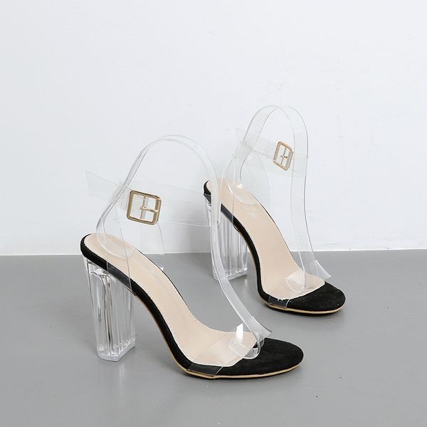

plus size sandals womens dress shoes crystal fashion high heels 3543#, Black