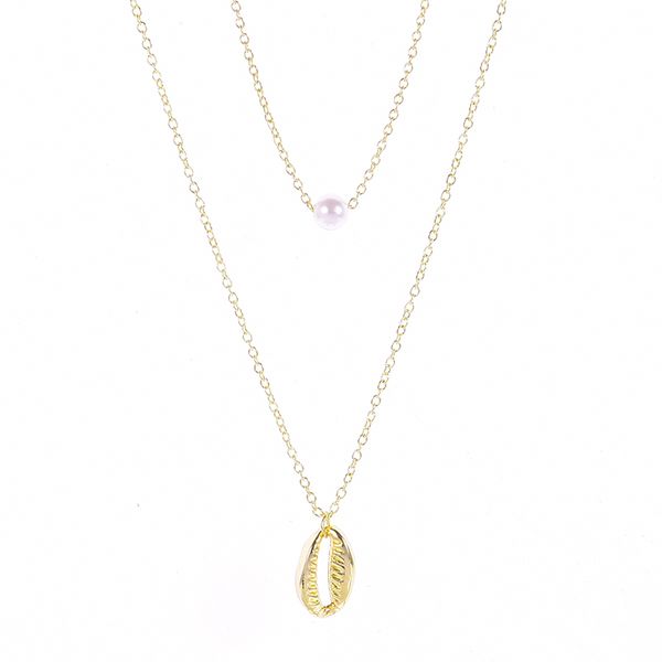 

seashell pearl choker necklace bead ocean conch shell amulet collier coin pendant necklaces jewelry, Silver