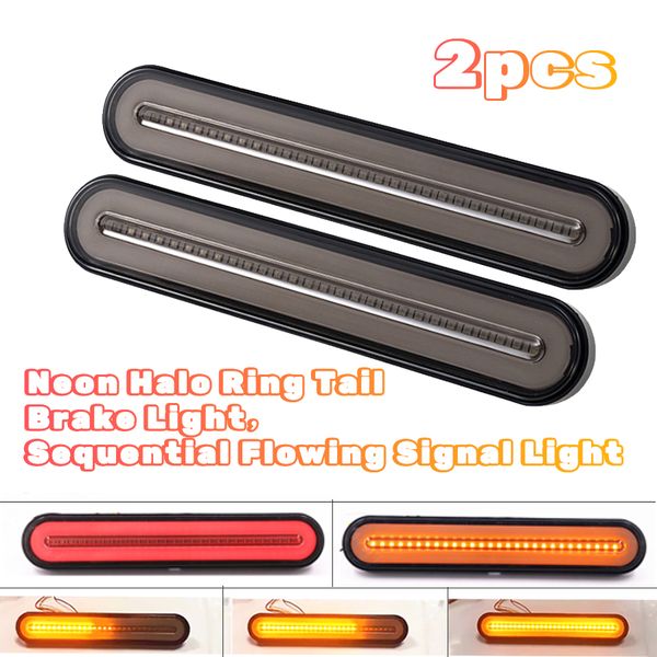 

2 x led ring tail brake light sequential flowing signal light 12v/24v red+yellow universal car rv trailer truck