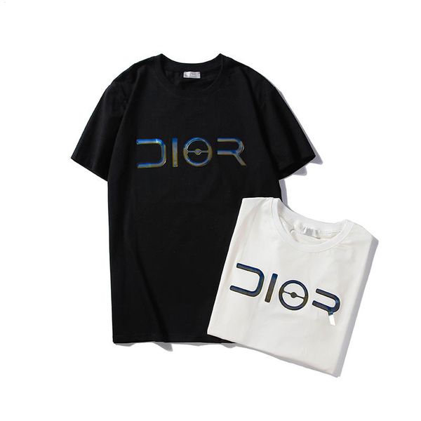 

19ss дизайнерская мода мужские футболки марка женская футболка с круглым вырезом повседневный стиль письмо печати черно-белый s-2xl оптовая, White;black