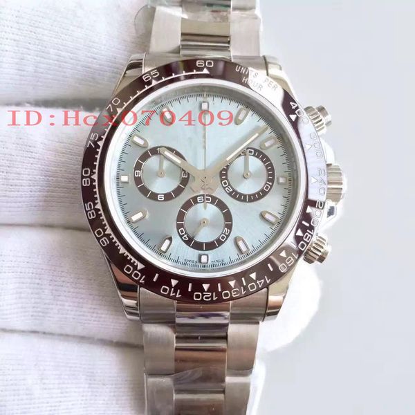

men's wristwatch 40mm ice blue dial cal.7750 movement steel automatic luxury jffactory mens watch, Slivery;brown