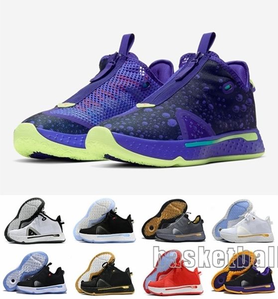 

new pg 4 gatorade nasa paul george basketball sports shoes 4s iv zoom gx black white men sneakers 7
