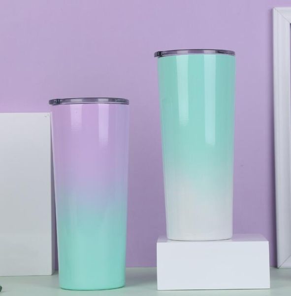 

stainless steel water bottle skinny tumblers vacuum insulated straight cups beer coffee mug glasses with lids metal colorful an2938