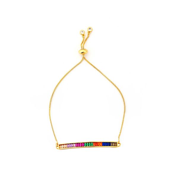 

micro-inlay colorful zircon pendant bracelet adjustable snake chain bangle for girs jewellery bracelet christmas gifts, Golden;silver