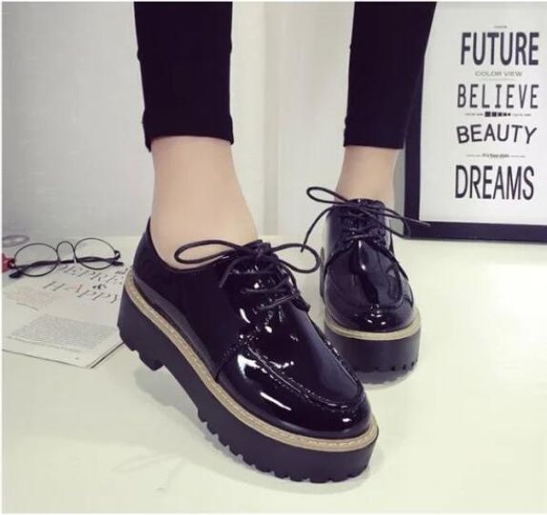 

muffin shoes women's thick sole shoes brock england wind women's in the autumn increase casual, Black