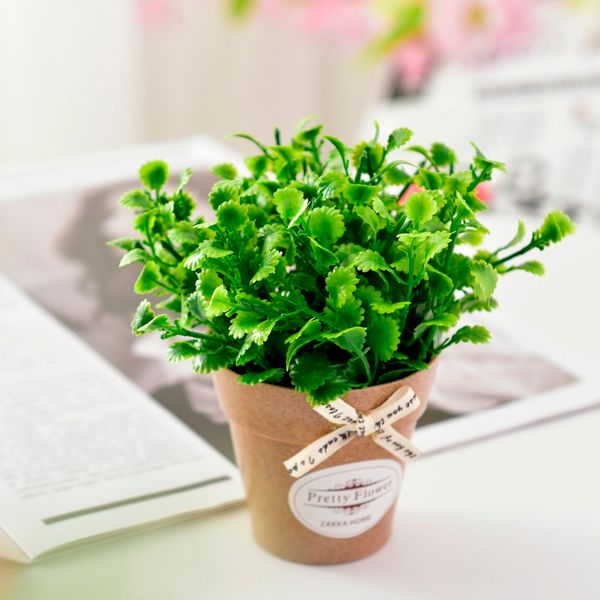

artificial flower plant peppermint grass+ceramic small pot vase mini deskbonsai for living room garden decoration farmhouse