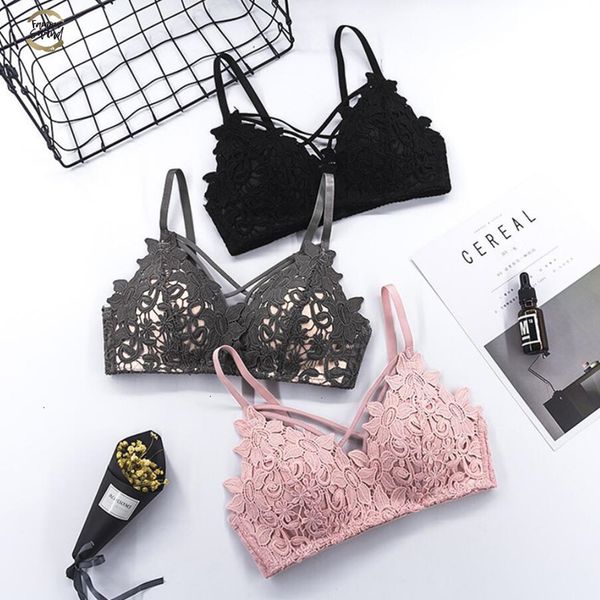 

fashion women bra bralette female female lace strap wrapped chest shirt new underwear bras for women, Red;black