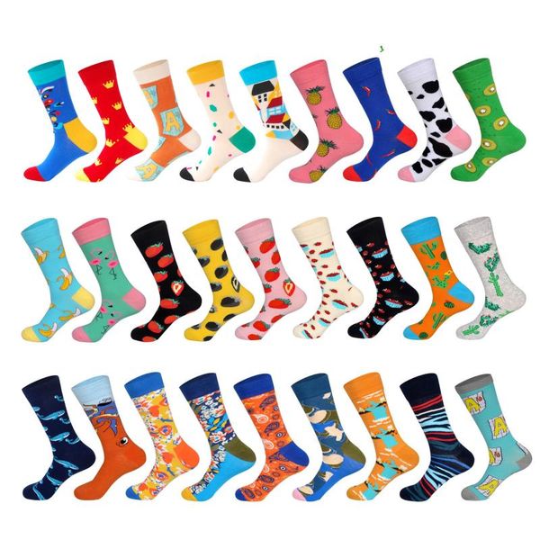 

lionzone men cotton colorful pepper banana strawberry kiwi fruit pineapple letter cactus whale ocs male socks men gift, Black