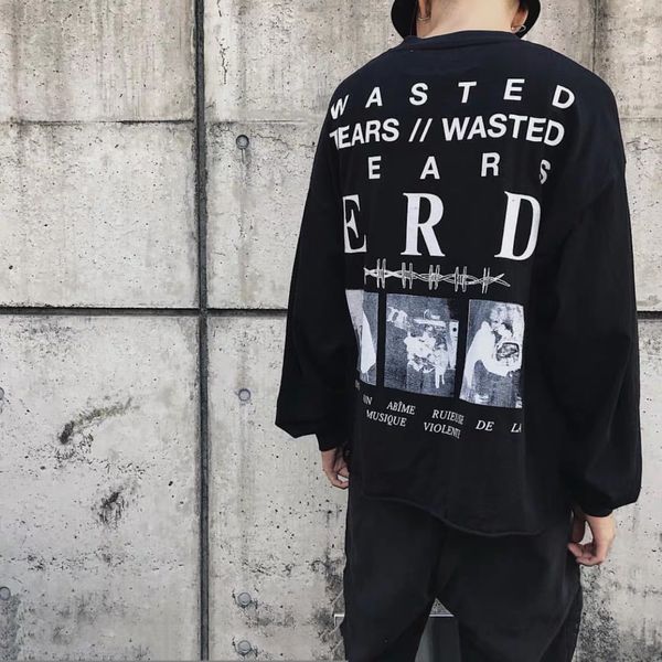 

mens hoodies poison v enfants riches deprimes erd character p high street fashion loose sweatshirt pullover sweater, Black