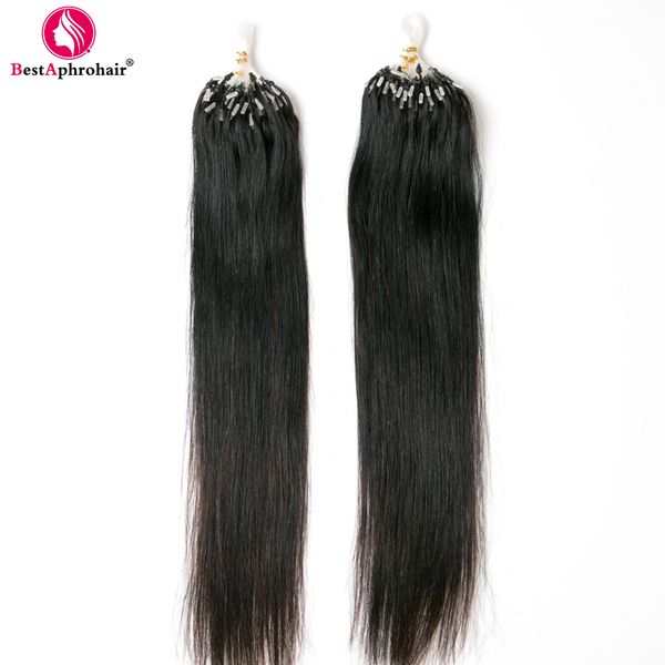 

aphro hair micro loop human hair extensions 0.5g/s brazilian straight micro ring non-remy 50g/lot black brown blond color