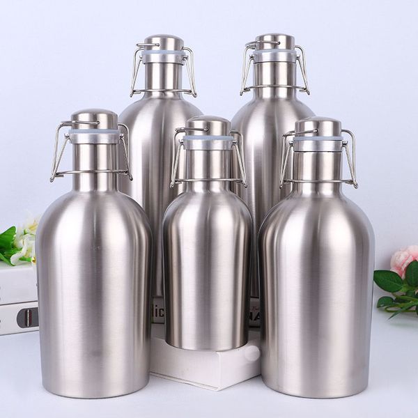 Fiaschetta in acciaio inossidabile 5 Stile Birra Growler Altalena Whisky Bottiglia di birra fredda con coperchio Fiaschetta Vino Pentola Cucina Sala da pranzo WX9-263