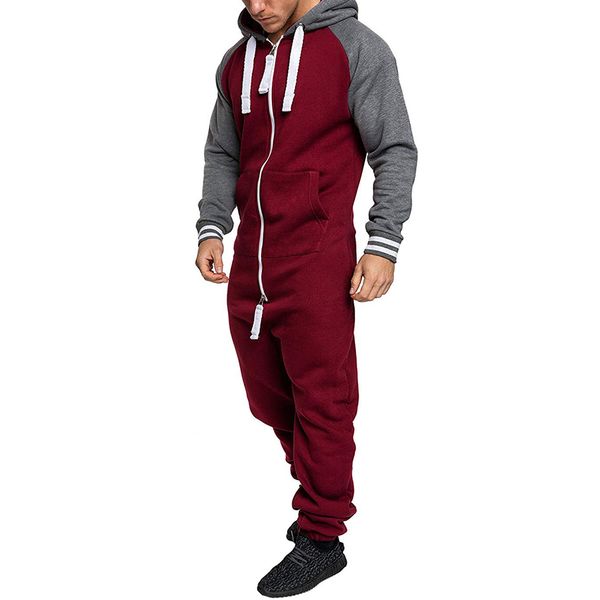 

new high quality men's jumpsuits winter and autumn 2019 with hip-hop leisure suit for men splicing long sleeve male clothing, Black