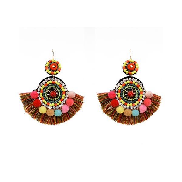 

vintage bohemian handmade ethnic tassel earrings, Silver