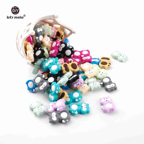 

let's make siilicone raccoon beads 10pcs food grade silicone diy teething necklace dummy accessories beads baby gifts teether