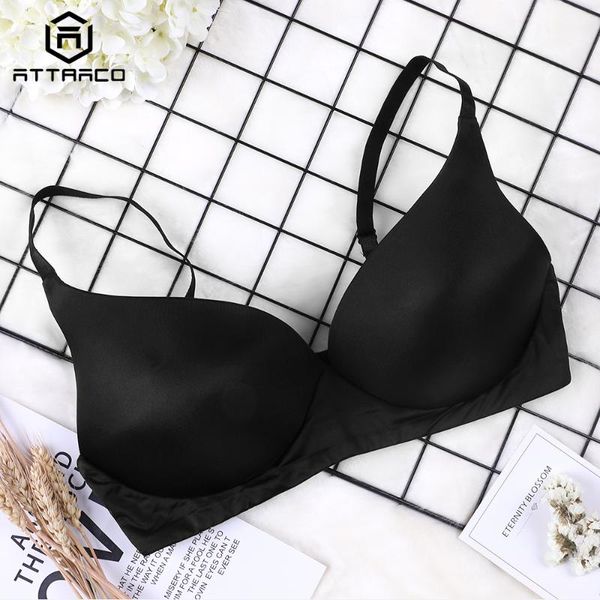 

attraco women's everyday bra thicken lightly padded t shirt bra, Red;black
