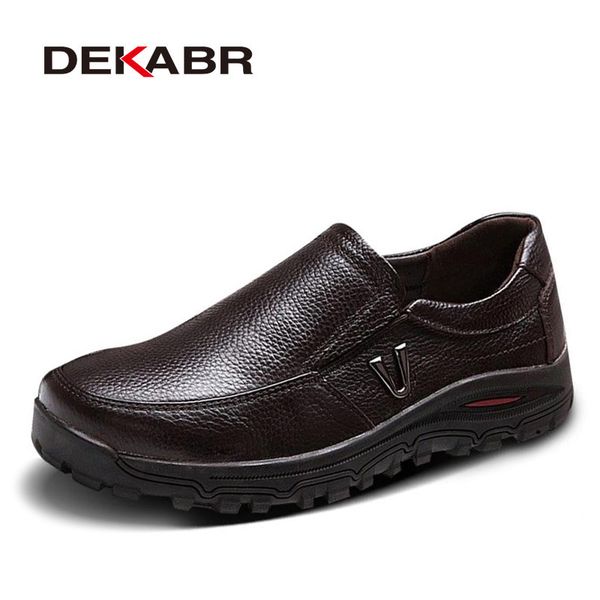 

dekabr men's genuine leather shoes business dress moccasins flats slip on new men's casual shoes dress mens business shoes 38-48 t, Black
