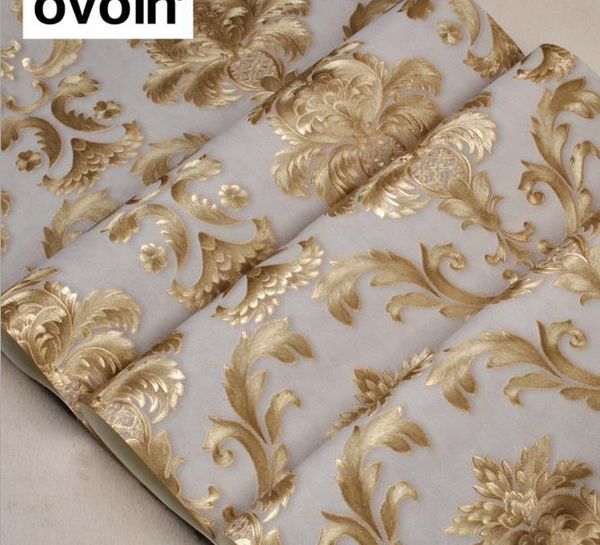 

люкс классический обоев home decor фона стена дамаск обои золотой цветочный wallcovering 3d бархат золото обои гостиная