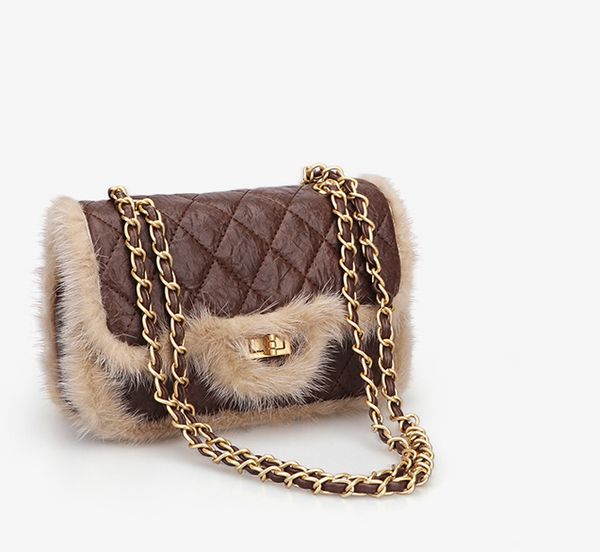 

designer handbag women bag new fashion ringer chain bag crossbody lady mink fur autumn/winter shoulder bag classic diamond lattice bags