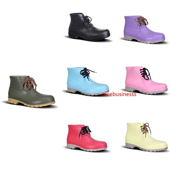 

новые 2019 no-brand design rain boots низкая труда страхование обувь стальной подносок черный желтый красный розовый фиолетовый темно-зелены