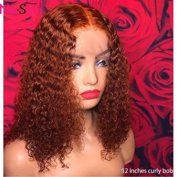 

ginger orange 360 lace front human hair wig pre-plucked short deep curly bob wig glueless 13x6 lace front wigs 180 density remy, Black;brown