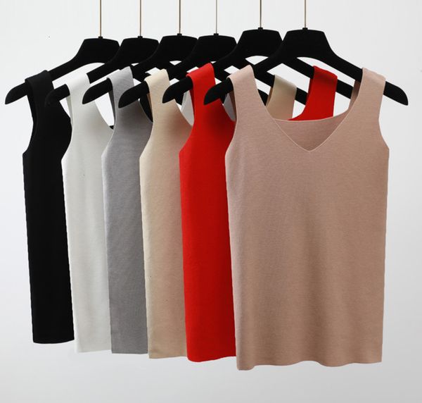 

camisole knitted summer tank women big size camisole blouse slim female t shirt vest casual camis, White