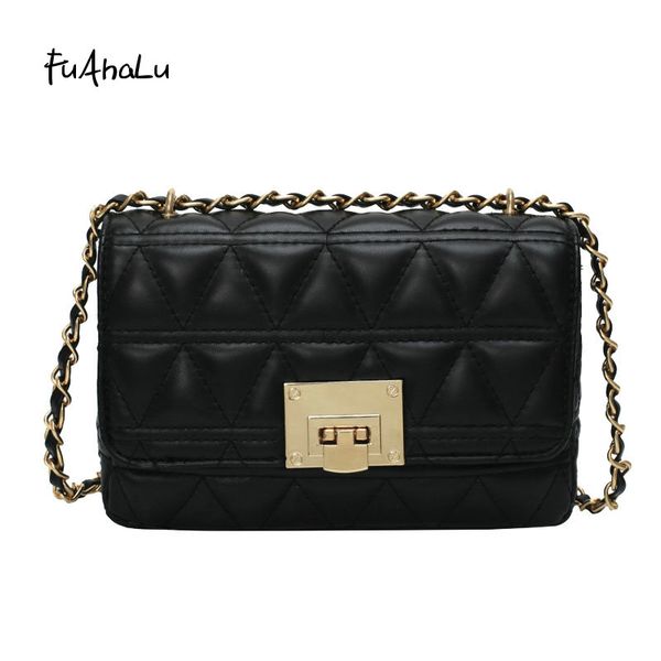 

fuahalu new women's bag fashion messenger bag diamond lattice chain shoulder lock nice crossbody bags