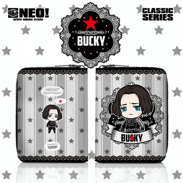 

marvel the ironman steve thor loki stuky bucky mini short leather pu coin purse wallet bag n, Silver