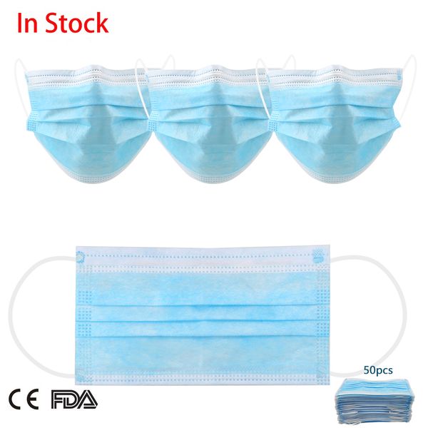 

одноразовая маска для лица mascherine meltblown нетканые маски три слоя антипылевой водонепроницаемый дышащий 7339044 50 шт. / 1 лот бесплат