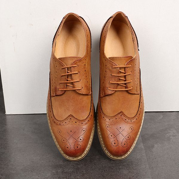 

new brogue men breathable leather party shoes business dress shoes pointed toe oxfords wedding shoes hjk89, Black
