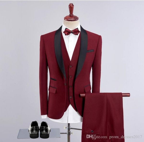 

custom made purple slim fit men suits wedding groom tuxedos 3 pieces (jacket+pants+vest) bridegroom suits man prom wear blazer, Black;gray