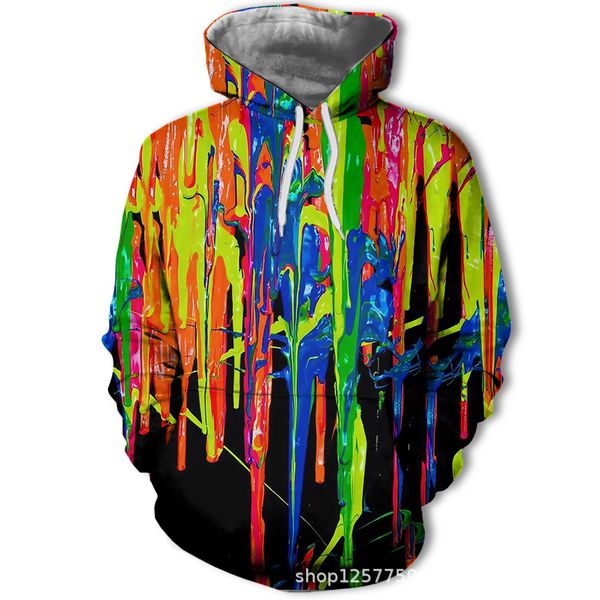 

mens designer sweater 3d printing colored-painted pullover hooded, Black