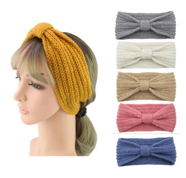 

new 28 colors knitted women lady crochet knot turban knitted head wrap hairband winter ear warmer headband hair band accessories, Slivery;white