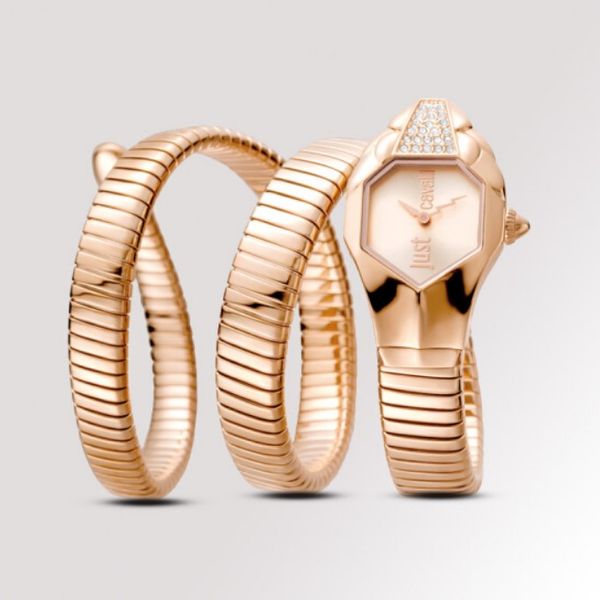 

luxury snake watches just cavalli 34mm for women gift, White