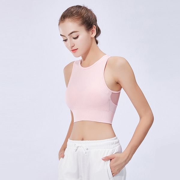 

new shockproof vest gathers training sports bra women's running fitness underwear seamless yoga bra, White;red
