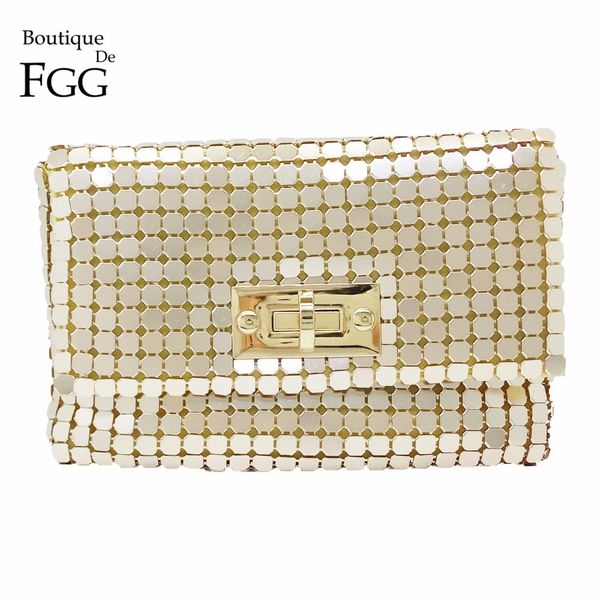 

boutique de fgg золото алюминий женщина малого конверт муфта цепи плечо сумка способ повелительниц вечер crossbody сумка и портмоне