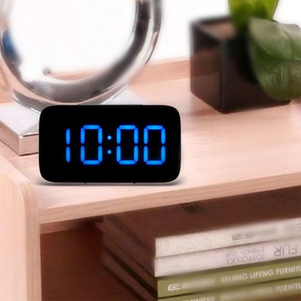 

digital alarm clock, large led display automatic clock voice control electric snooze night backlight deskclock