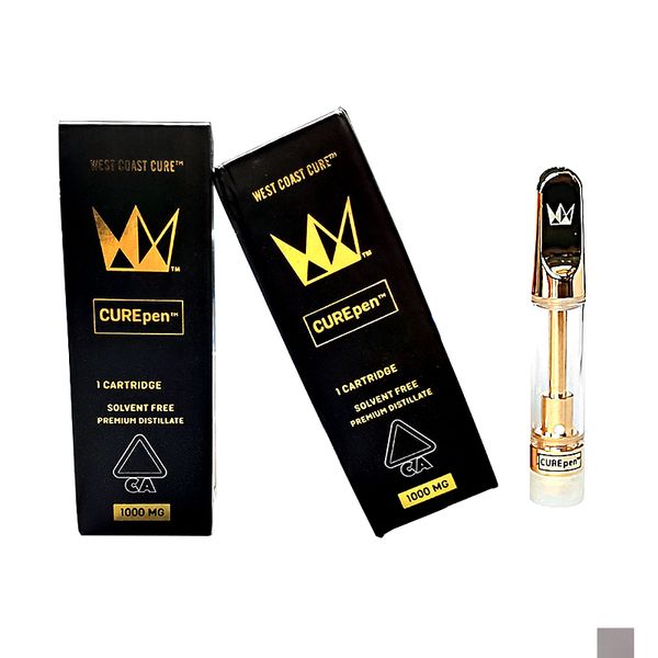

West Coast Cure Pen Картриджи 1,0 мл 0,8 мл Ceramic Тележка CUREpen Толстого масляный бак Золото 510 Thread Пустые Vape Картриджи Упаковка