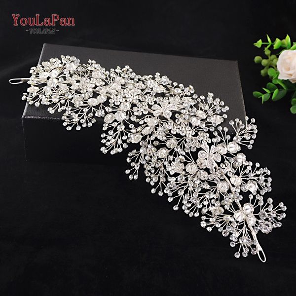 

youlapan hp240 alloy flower hair accessories handmade rhinestones hair jewelry wedding accessories bridal headpiece, Golden;white