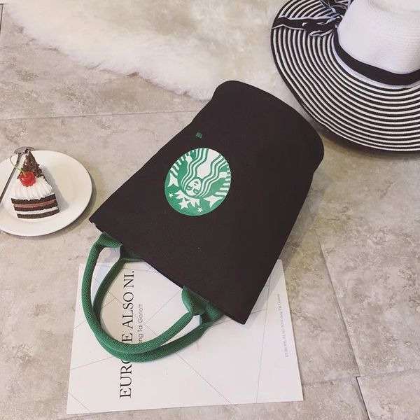 

female canvas beach bag cartoon cat printed casual tote women handbag daily use shoulder shopping bags black bolsos mujer