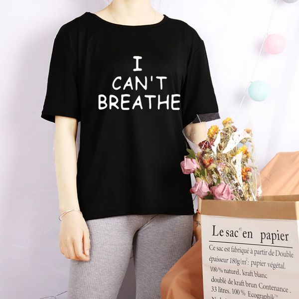 

i cant breathe 2020 womens t shirt fashion letters printing summer girls pattern tees affirmative movement active womens new clothes, White