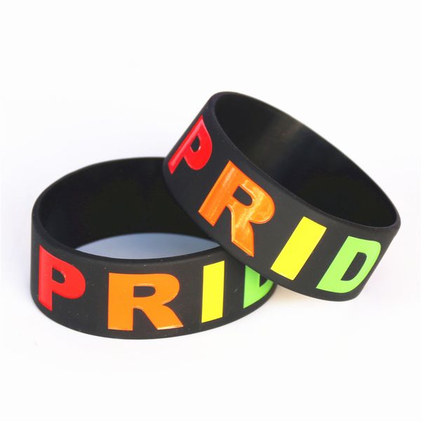 

fashion 25pcs gay pride rainbow colour slim awareness silicone bracelet wristband bangles women men jewelry gift wholesale sh088, Golden;silver