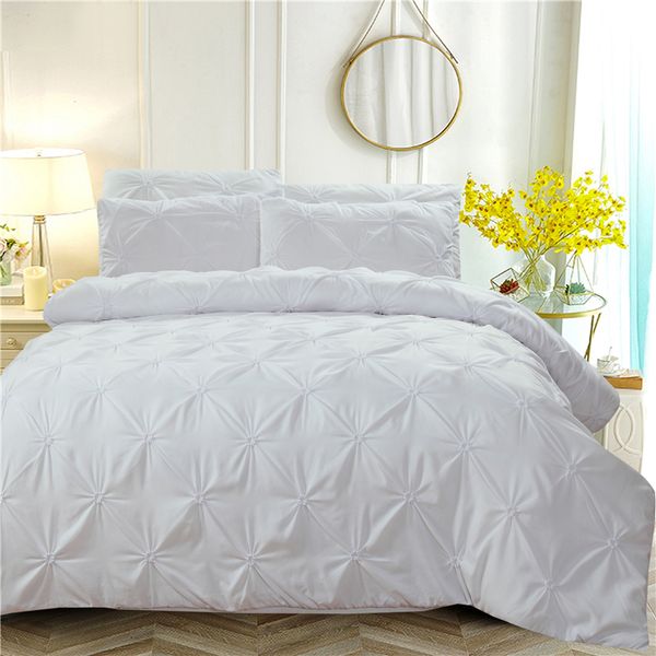 

bedding sets duvet cover white solid set 3pcs  king twin size for adults bedclothes bedspreads double beds
