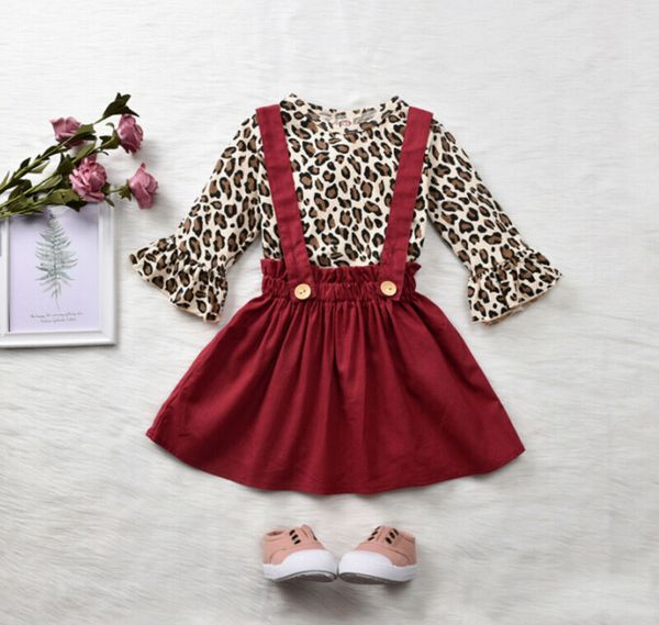 

2pcs toddler baby girl clothes leopard t-shirt skirt tutu dress outfit set, White