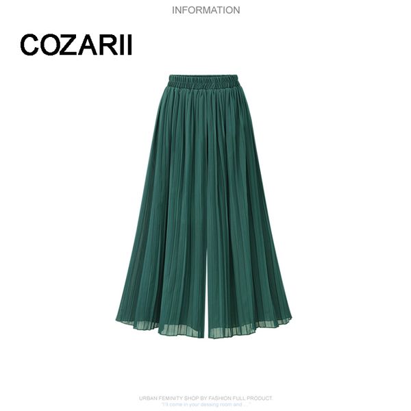 

new chiffon pants pleated tall waist show thin nine points wide-legged pants elastic waist casual skirts increase size xxl, Black;white