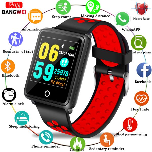 

bangwei women fitness watch waterproof sports watch heart rate fitness tracker pedometer men smart, Slivery;brown