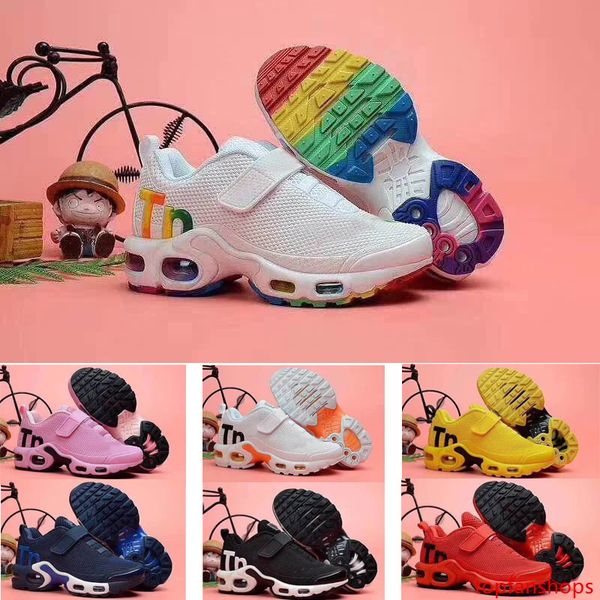 

2019 wholesale tn plus kpu magic button air cushion trainer children running shoes boy girl young kid sport sneaker size 28-35