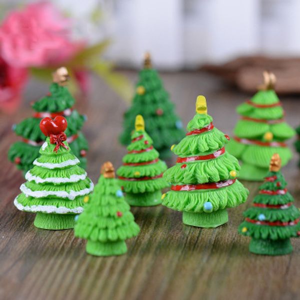 Bulk 10 Styles Resin Christmas Tree Micro Landscape Ornament