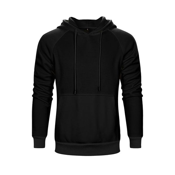 

2019 men's autumn and winter hooded solid color sports shirt drop shoulder casual hoodie dropshipping, Black