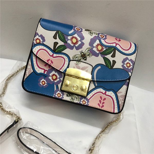 

мода дамы новый кожаный apple, печать сумка мило граффити мешок плеча флип металлической пряжкой небольшой квадратный мешок